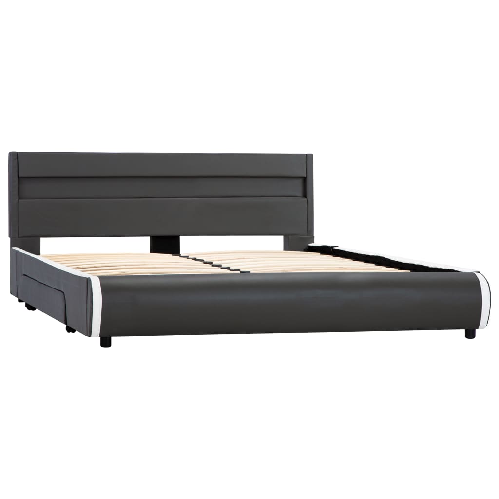 Bedframe met LED kunstleer zwart 140x200 cm