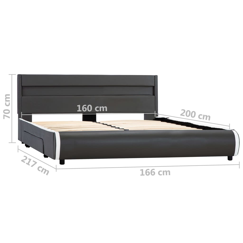 Bedframe met LED kunstleer zwart 140x200 cm