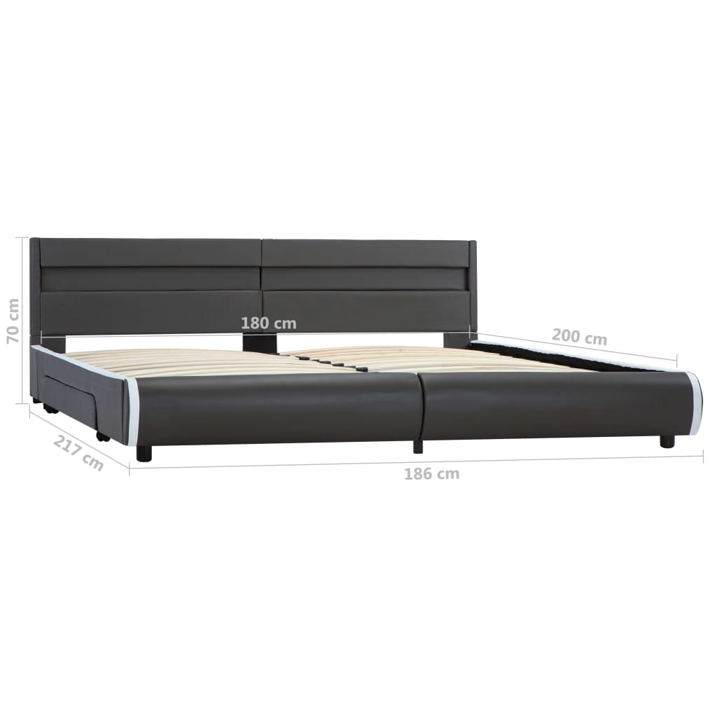 Bedframe met LED kunstleer zwart 140x200 cm