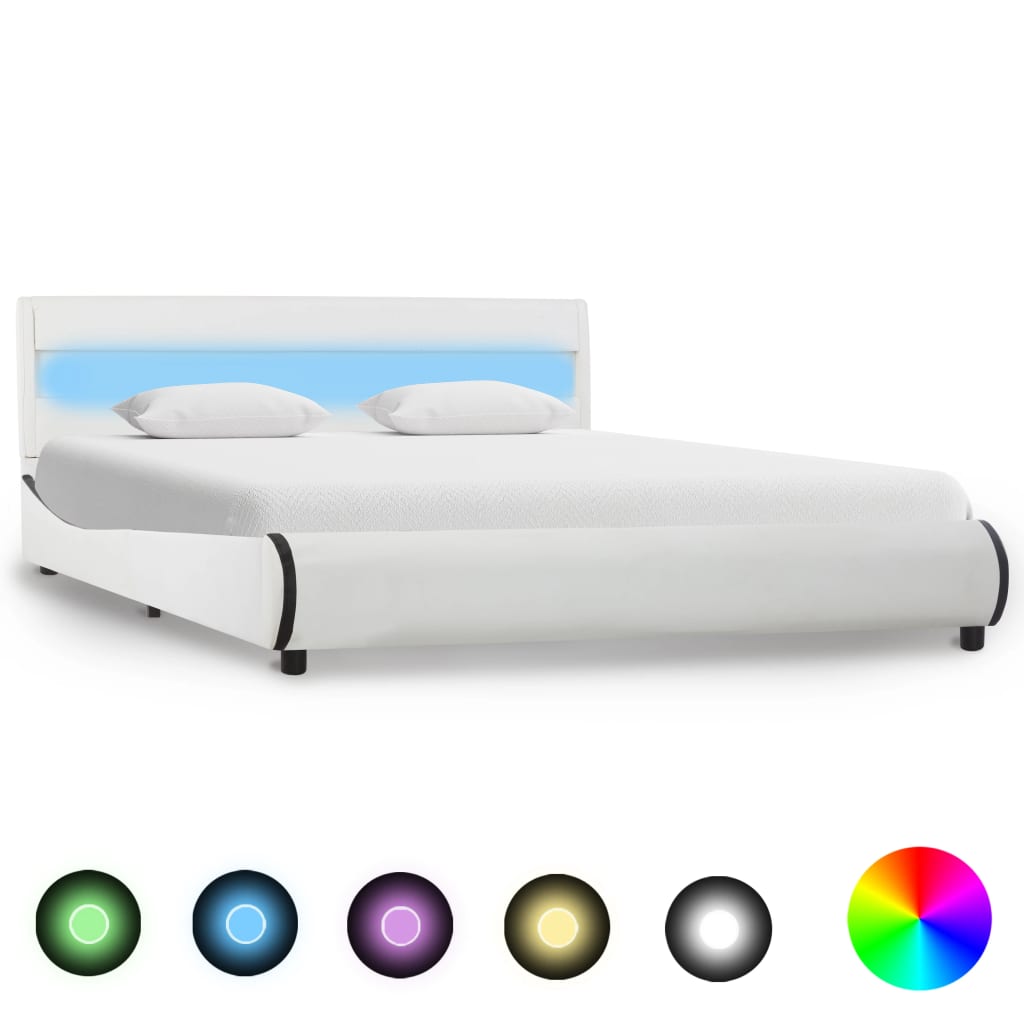 Bedframe met LED kunstleer 160x200 cm