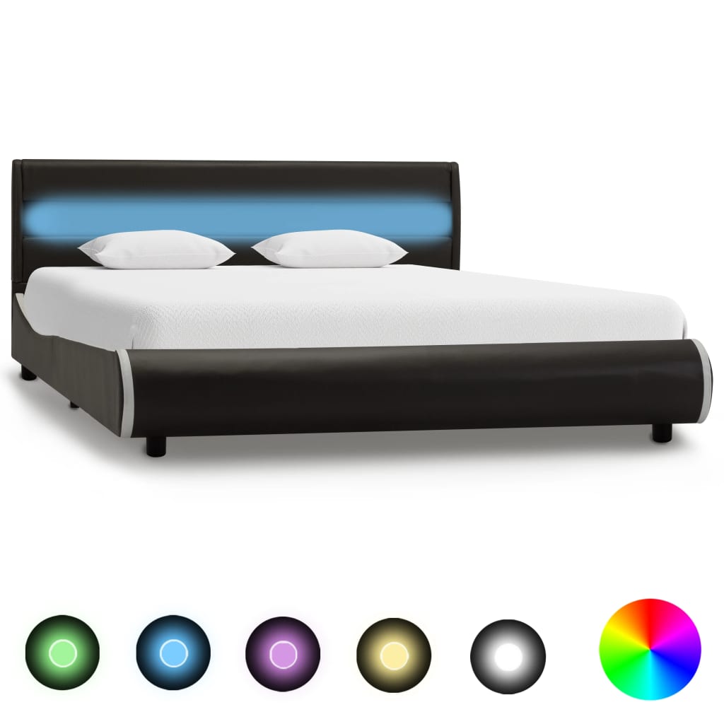 Bedframe met LED kunstleer 160x200 cm