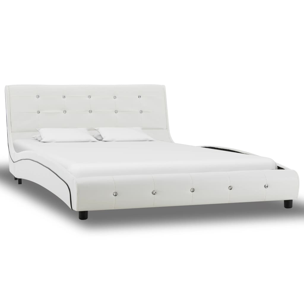 Bed met traagschuim matras kunstleer wit 90x200 cm