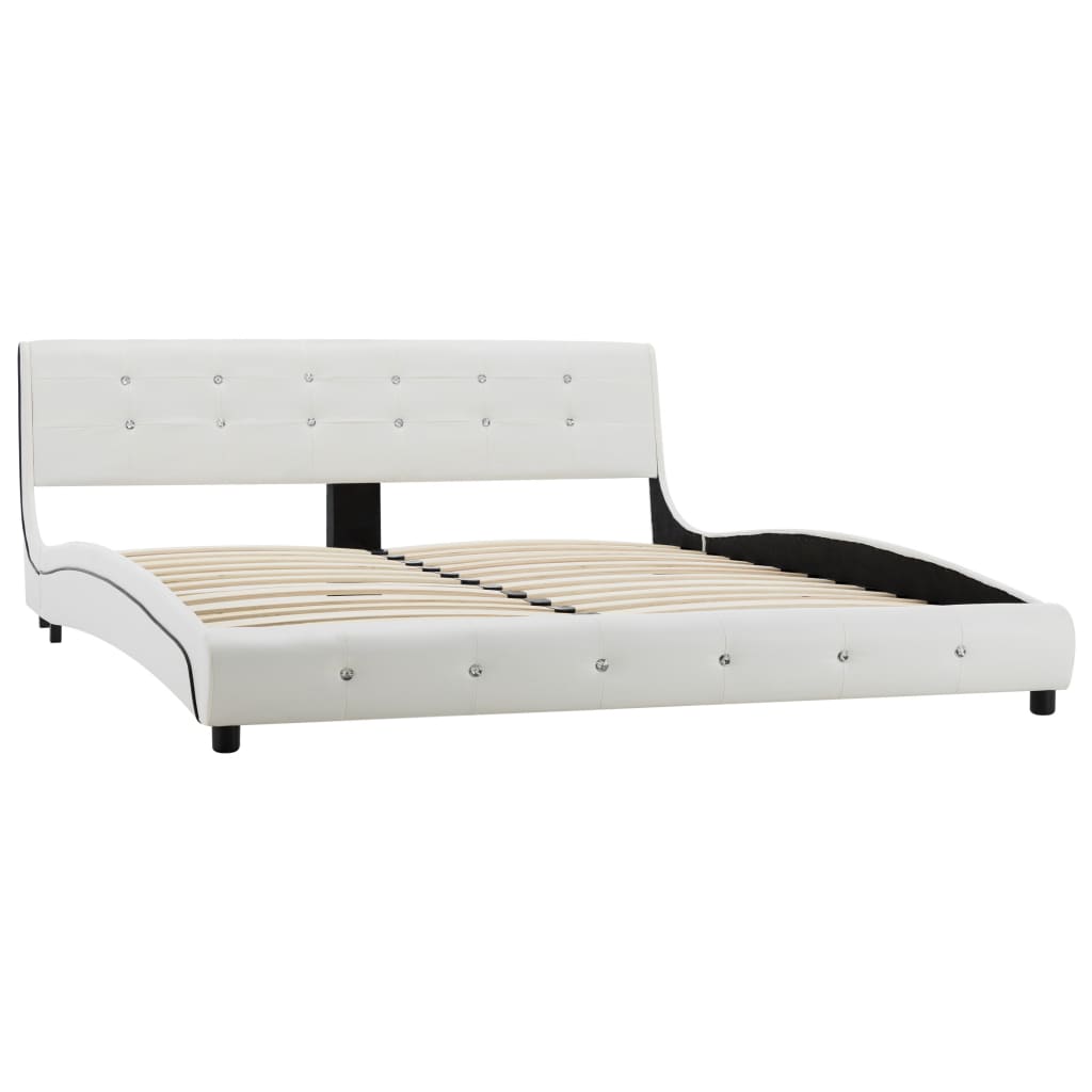 Bed met traagschuim matras kunstleer wit 90x200 cm