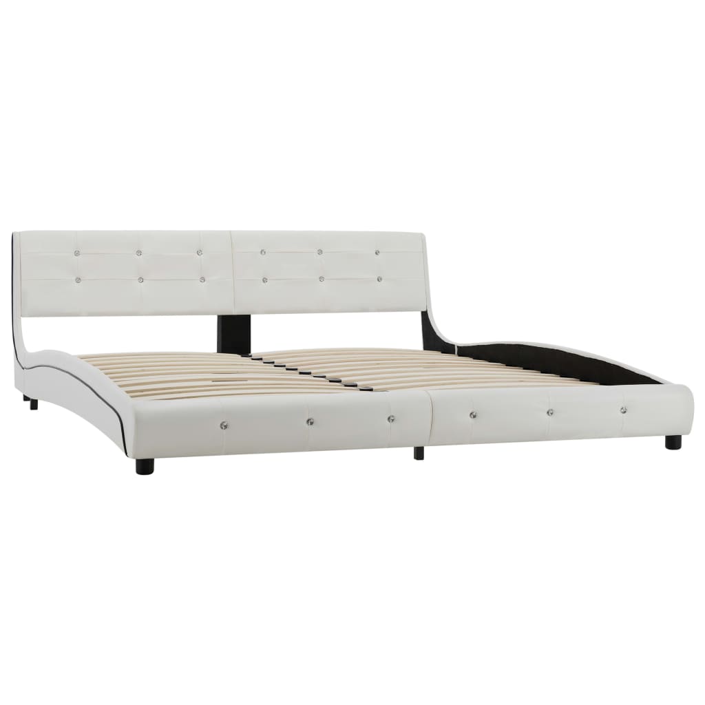 Bed met traagschuim matras kunstleer wit 90x200 cm