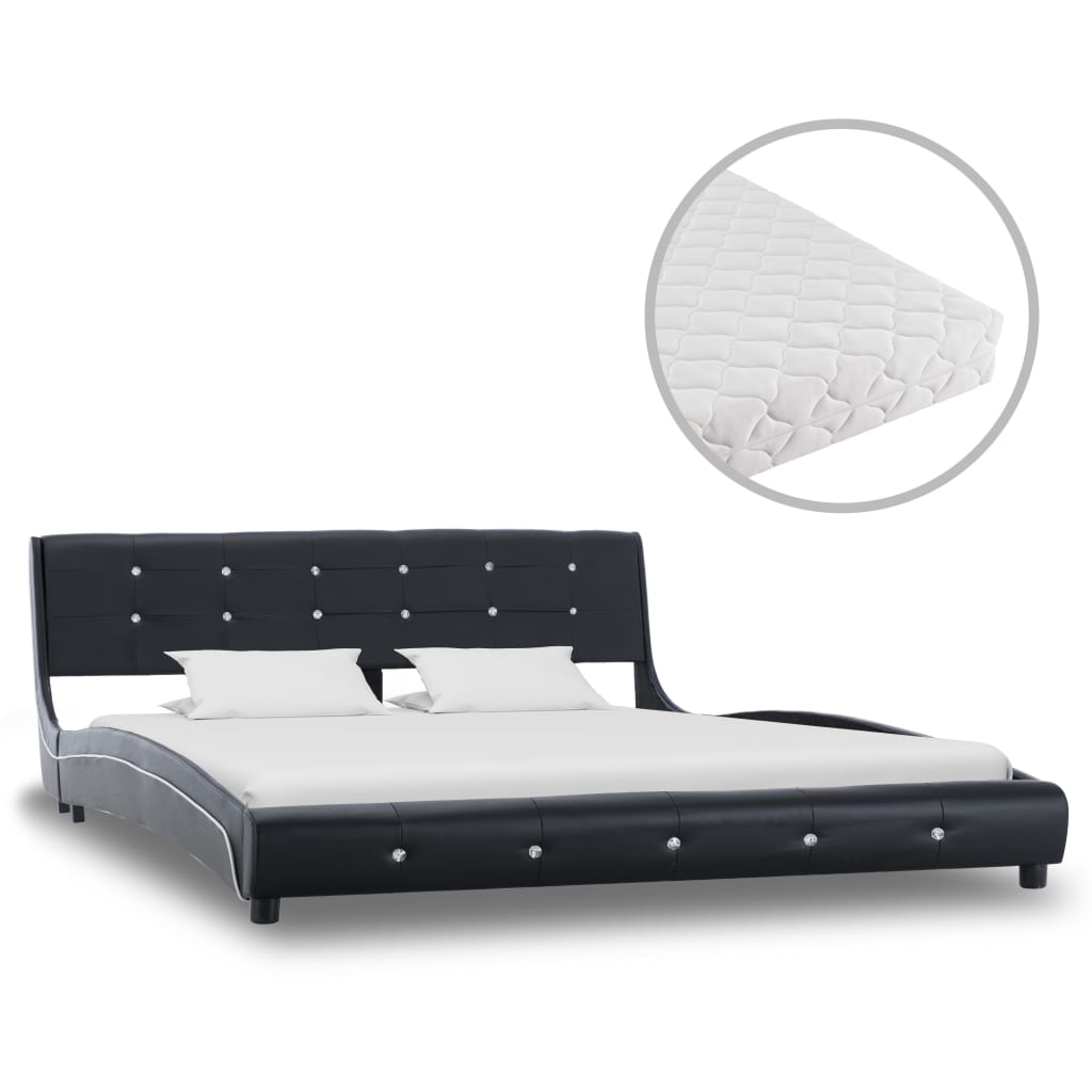 Bed met matras kunstleer 160x200 cm