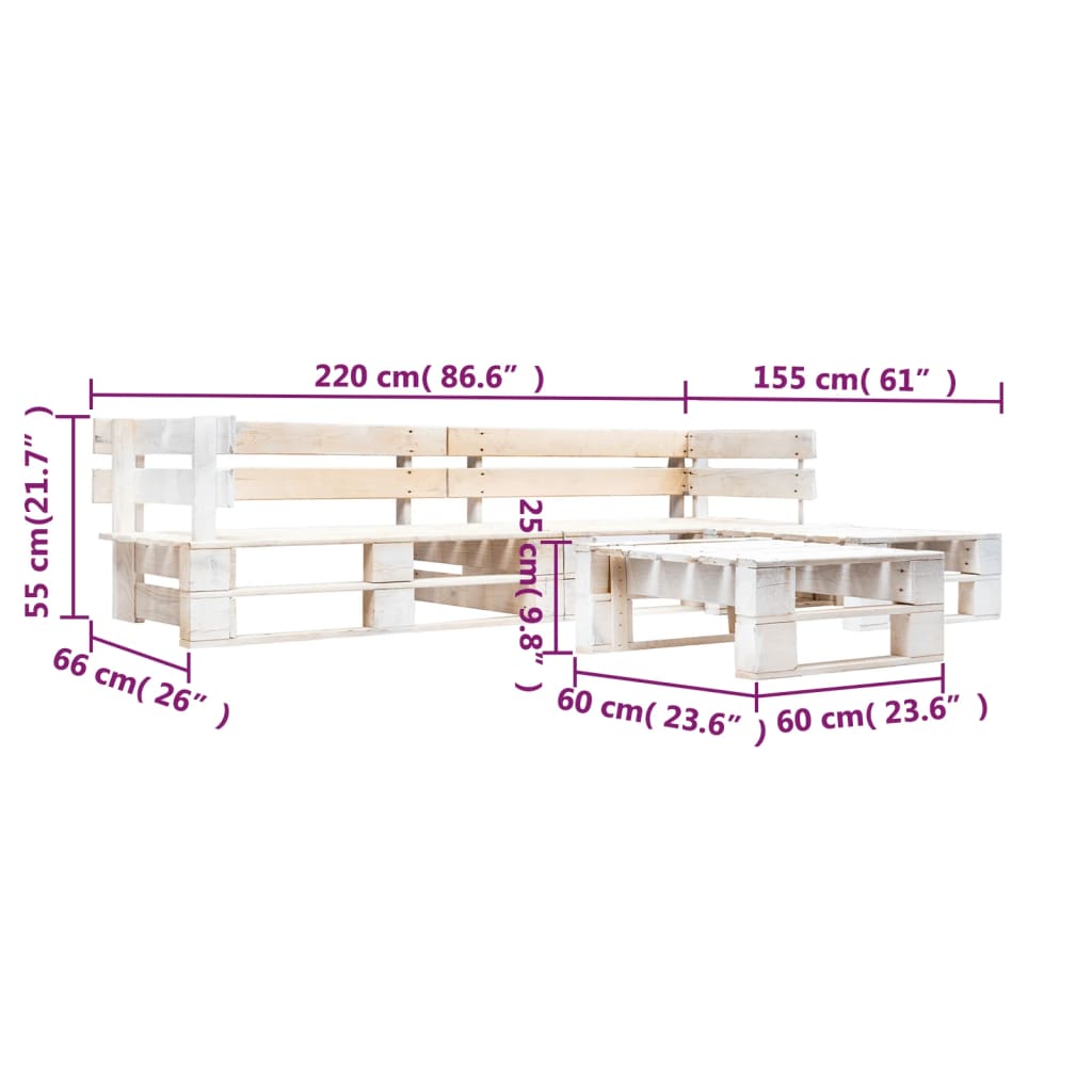 4-delige Loungeset pallet hout