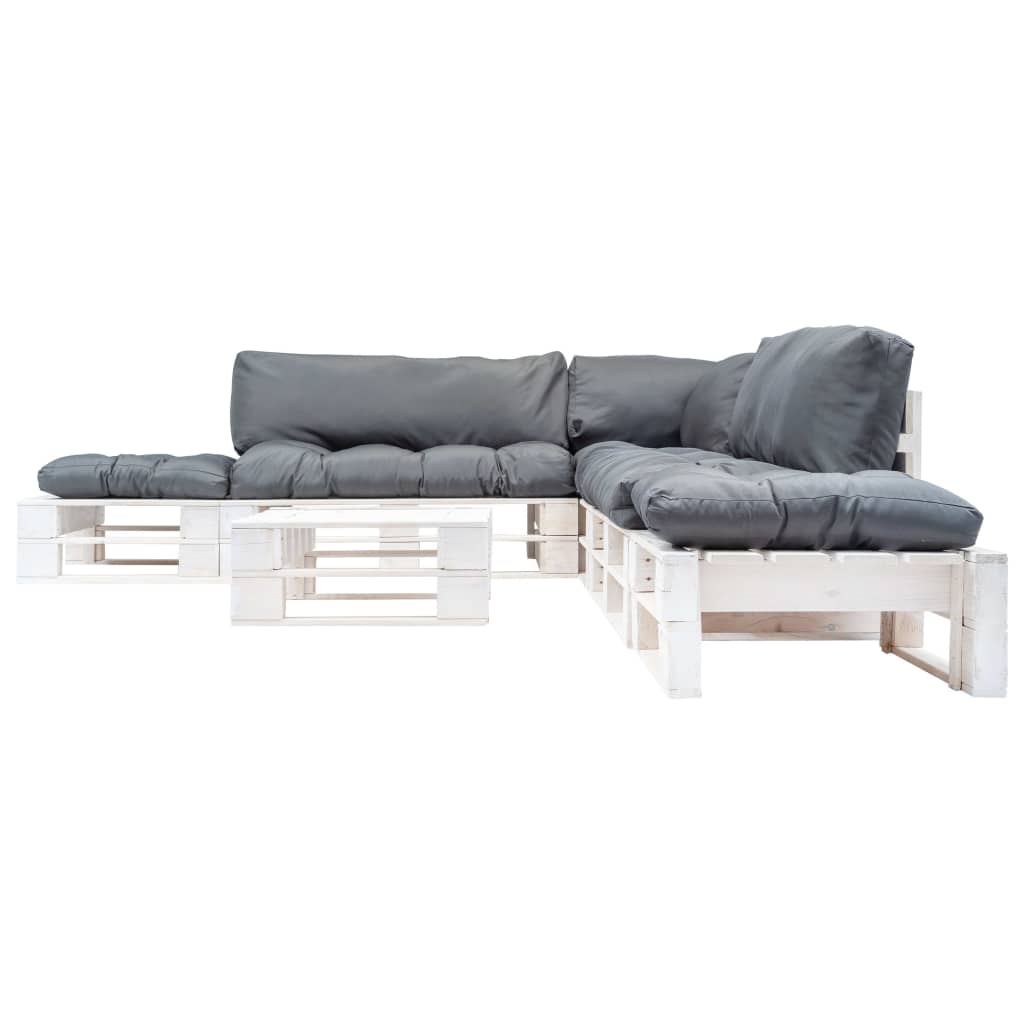 6-delige Loungeset pallet met rode kussens hout