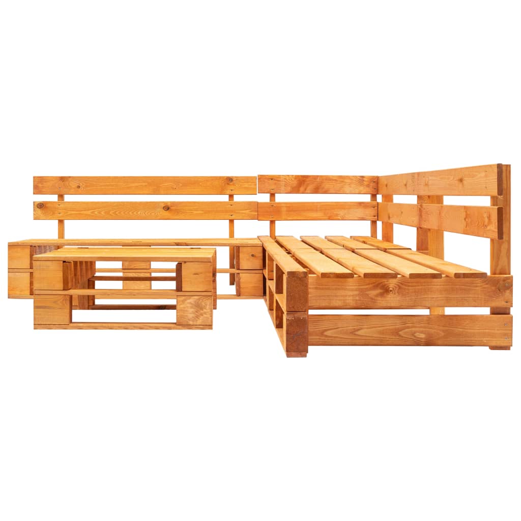 4-delige Loungeset pallet met grijze kussens hout