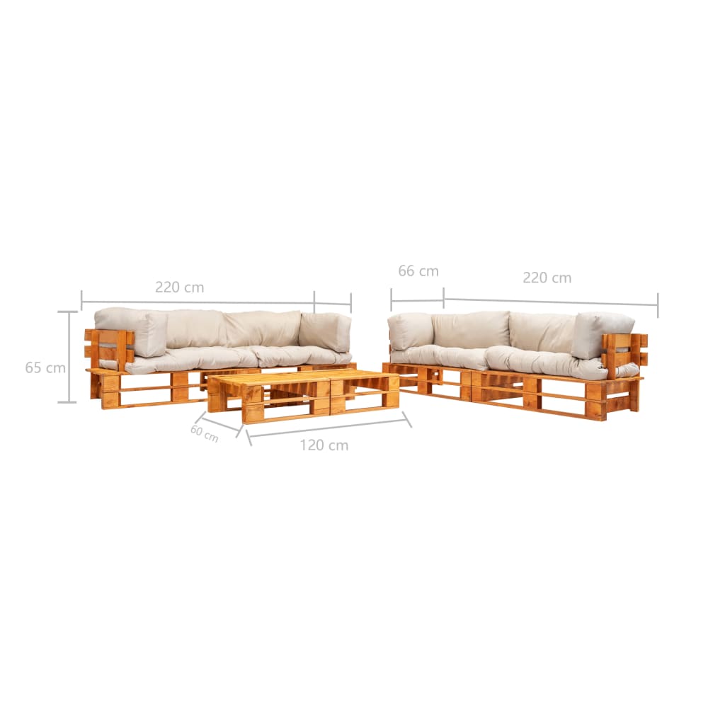 6-delige Loungeset pallet met rode kussens hout