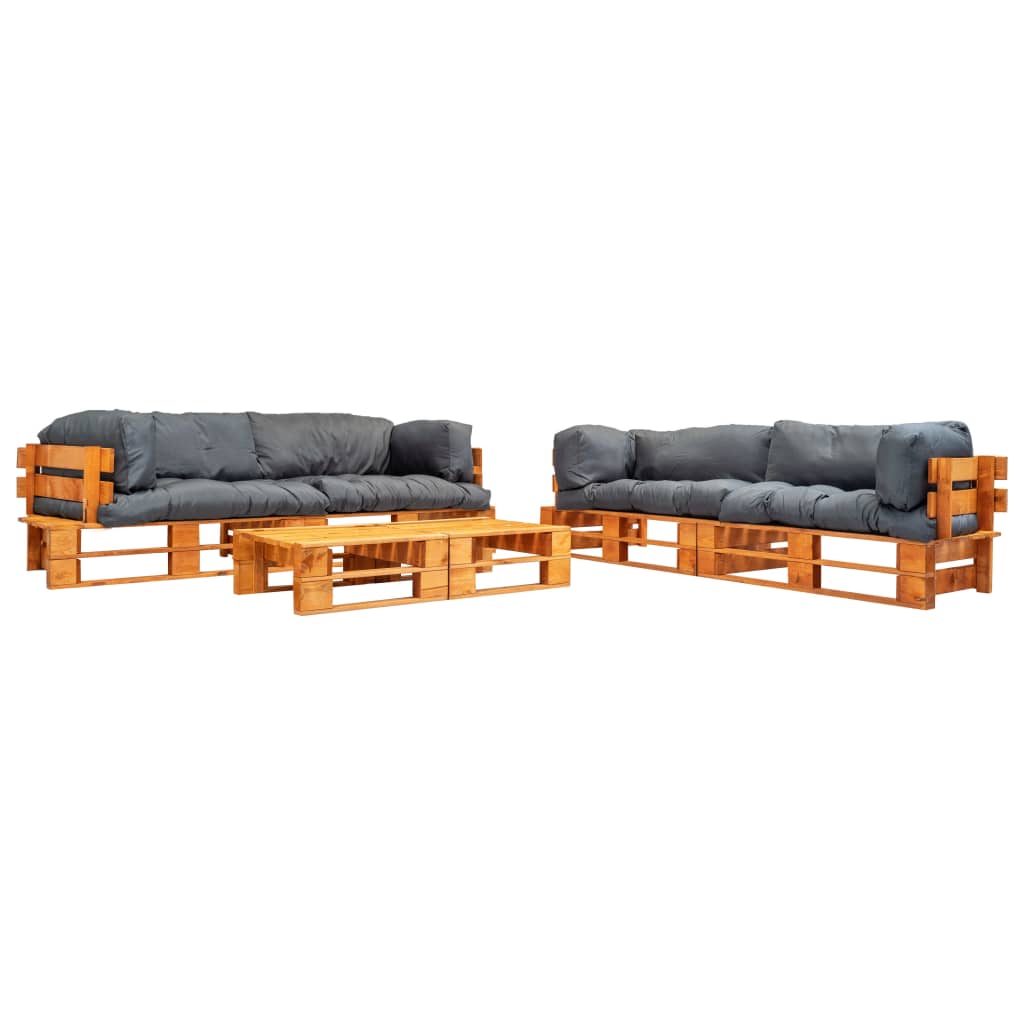 6-delige Loungeset pallet met rode kussens hout