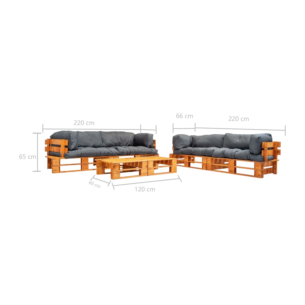 6-delige Loungeset pallet met rode kussens hout