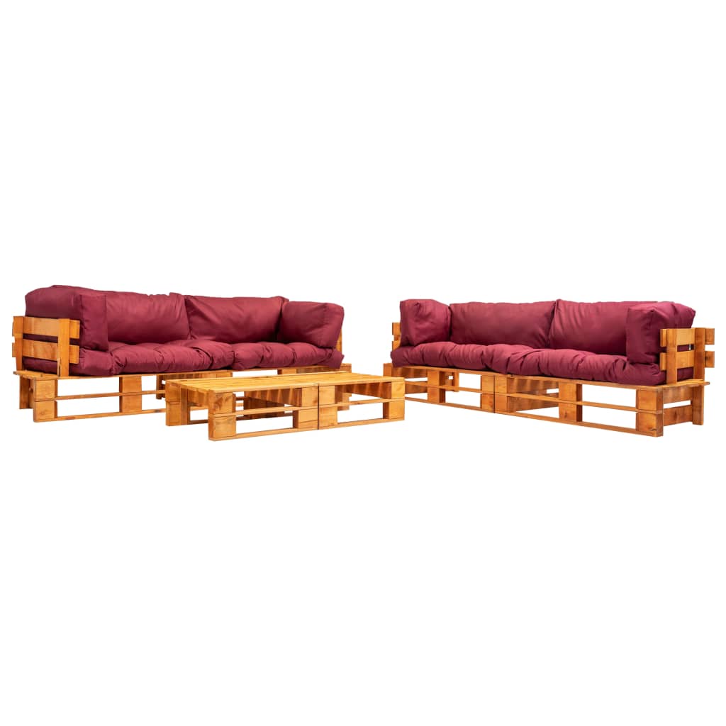 6-delige Loungeset pallet met grijze kussens hout