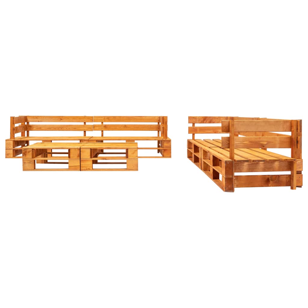 6-delige Loungeset pallet met grijze kussens hout