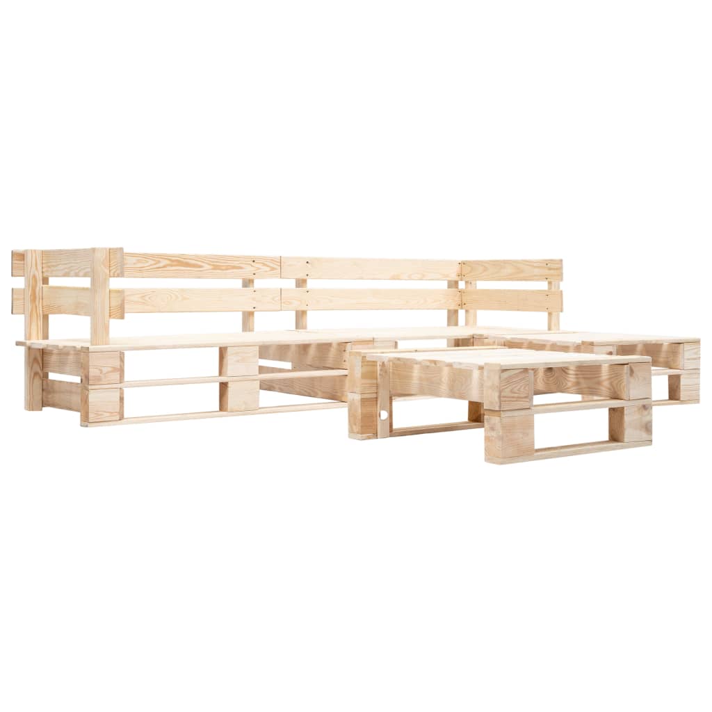 4-delige Loungeset pallet met rode kussens hout