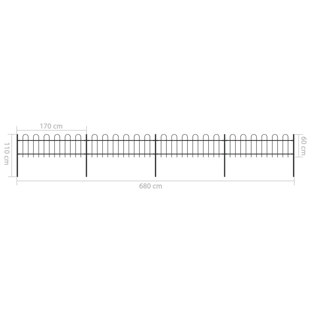 Tuinhek met ronde bovenkant 8,5x1,2 m staal zwart