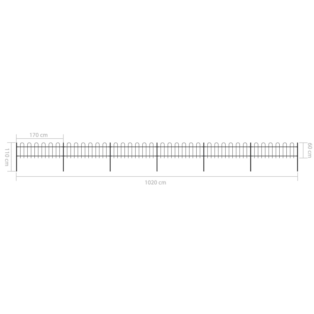 Tuinhek met ronde bovenkant 8,5x1,2 m staal zwart