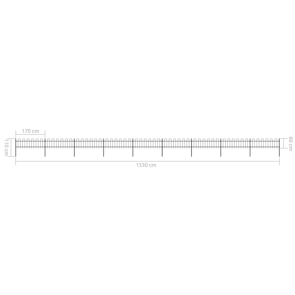 Tuinhek met ronde bovenkant 8,5x1,2 m staal zwart