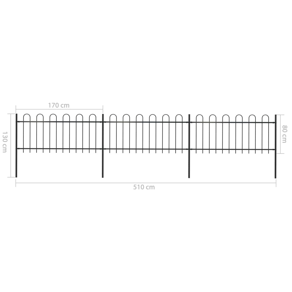 Tuinhek met ronde bovenkant 15,3x0,8 m staal zwart