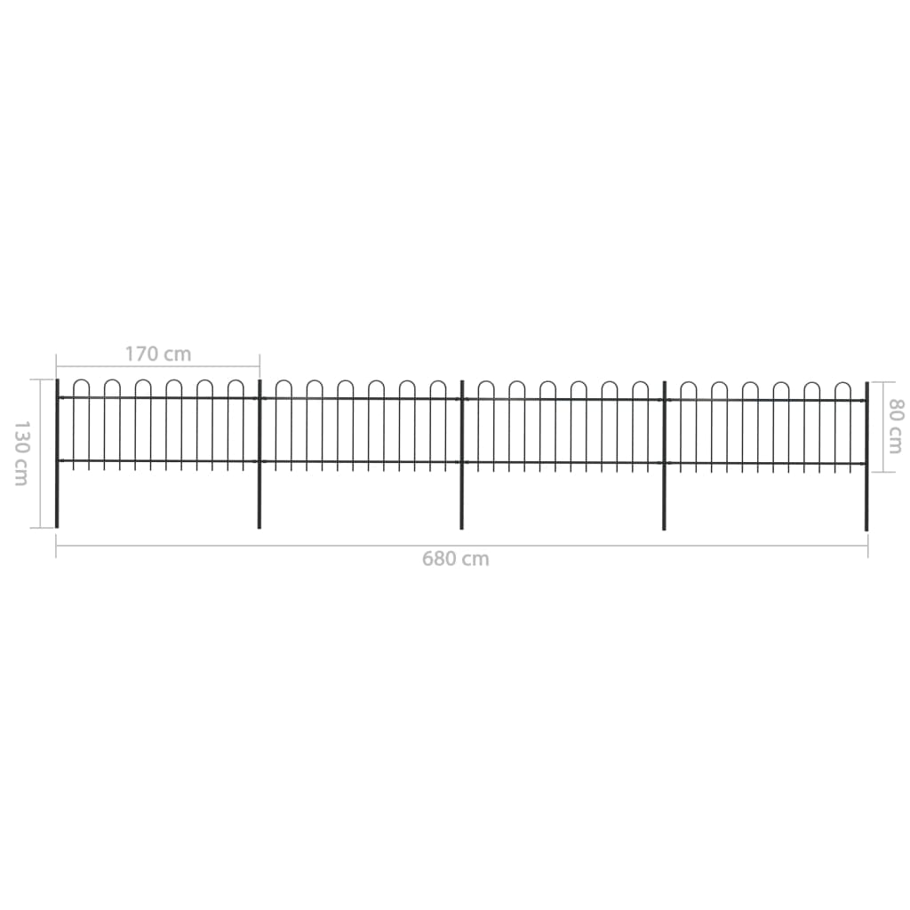 Tuinhek met ronde bovenkant 8,5x1,2 m staal zwart