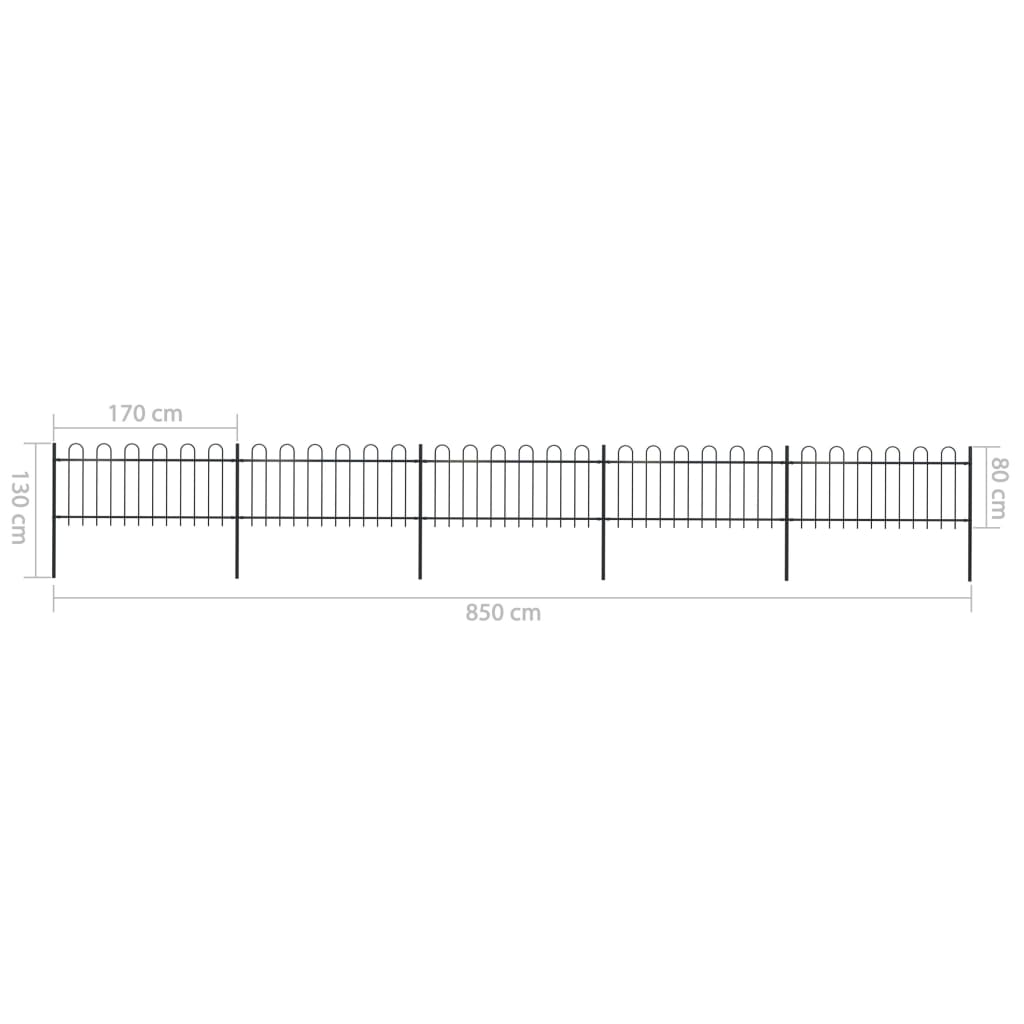 Tuinhek met ronde bovenkant 15,3x0,8 m staal zwart