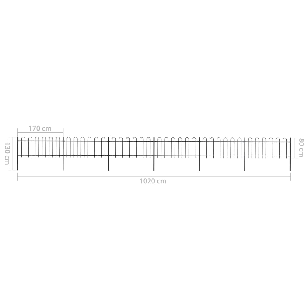 Tuinhek met ronde bovenkant 8,5x1,2 m staal zwart