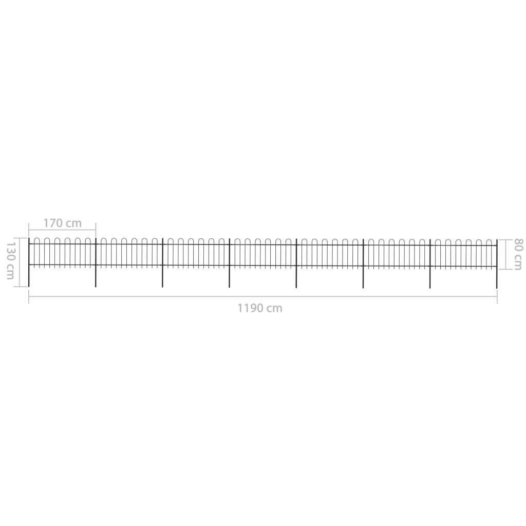 Tuinhek met ronde bovenkant 8,5x1,2 m staal zwart