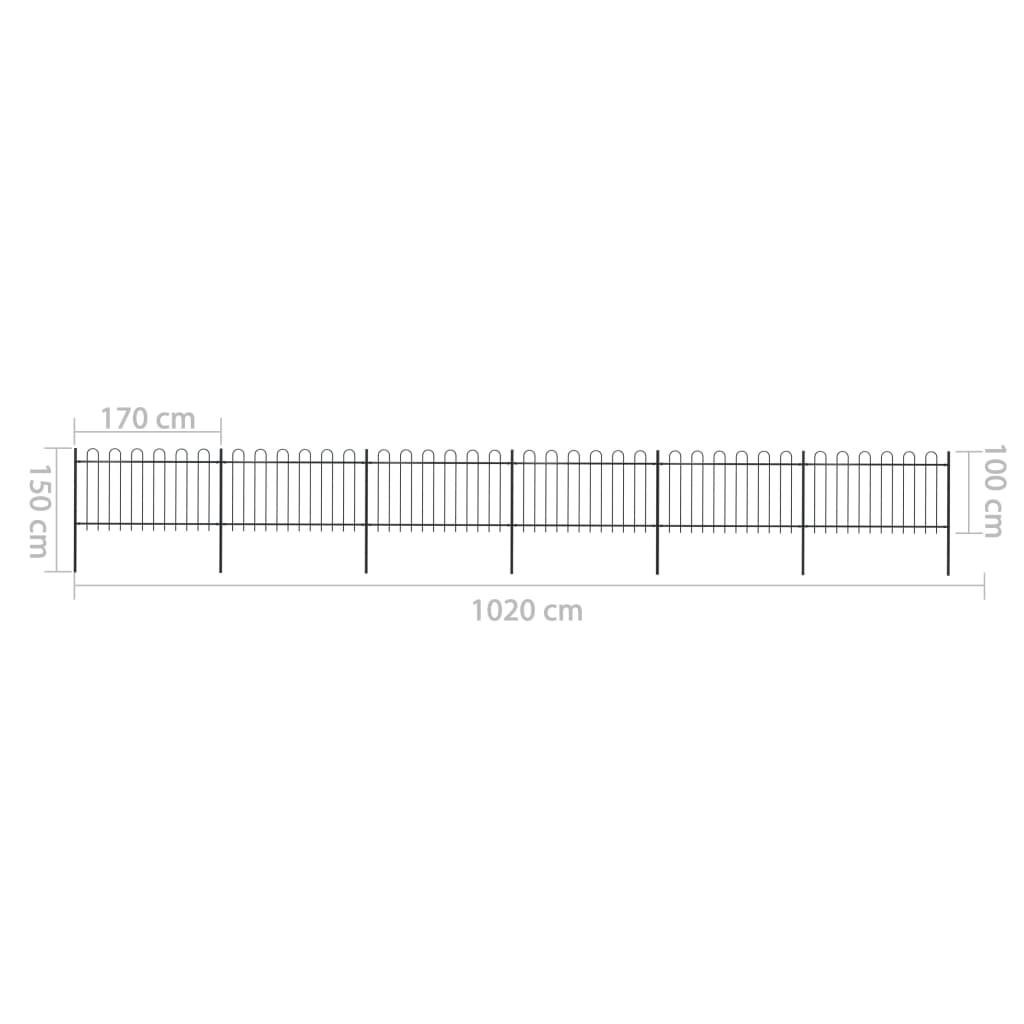 Tuinhek met ronde bovenkant 8,5x1,2 m staal zwart