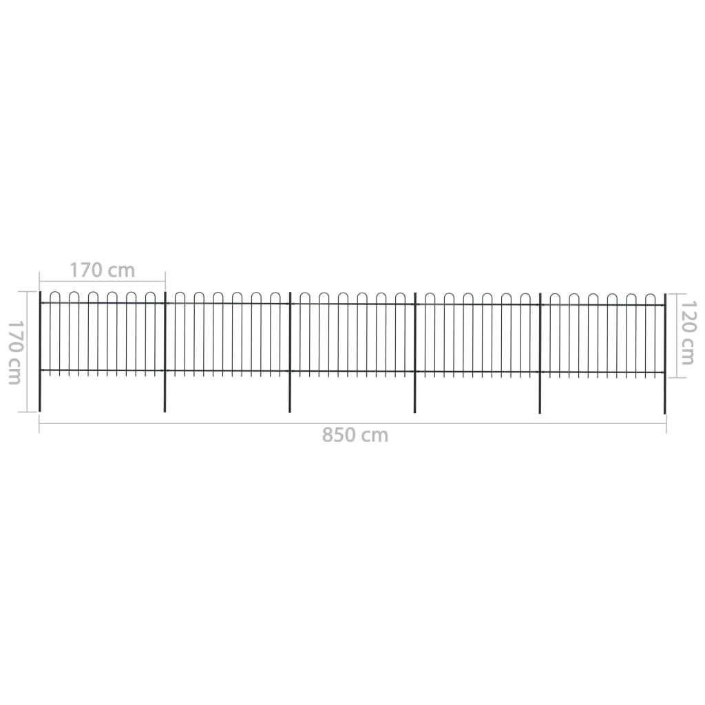 Tuinhek met ronde bovenkant 8,5x1,2 m staal zwart