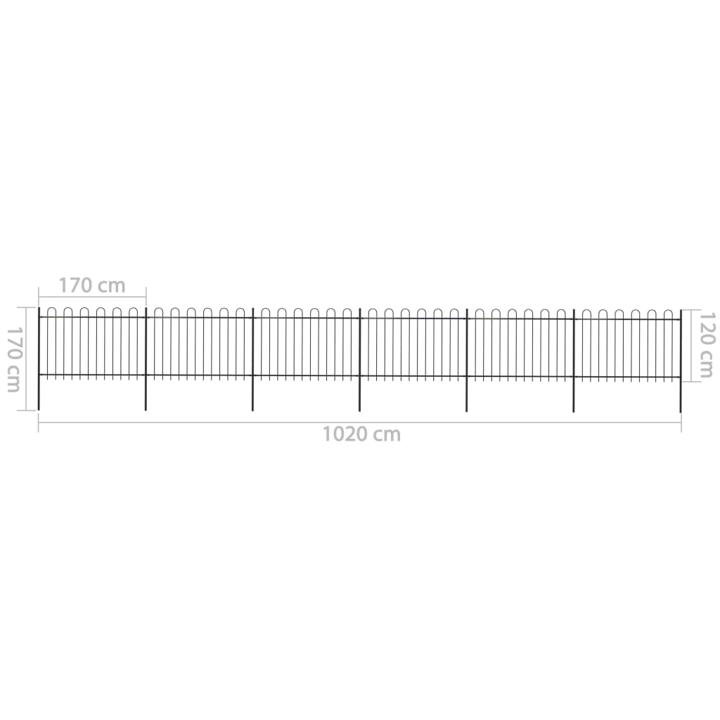 Tuinhek met ronde bovenkant 8,5x1,2 m staal zwart