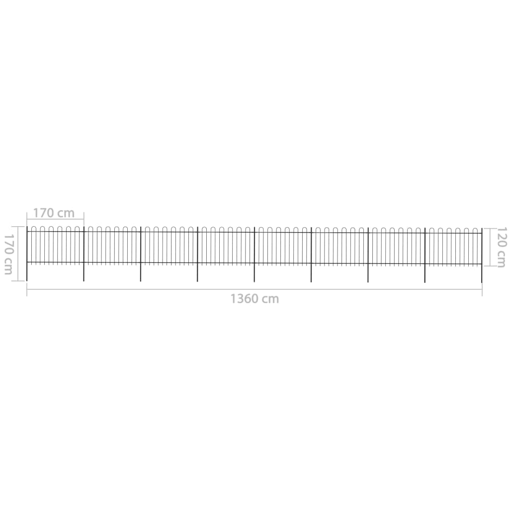 Tuinhek met ronde bovenkant 8,5x1,2 m staal zwart