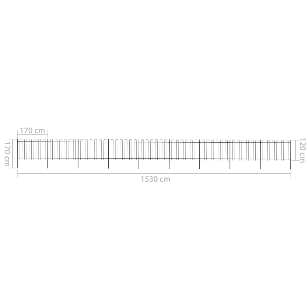 Tuinhek met ronde bovenkant 8,5x1,2 m staal zwart