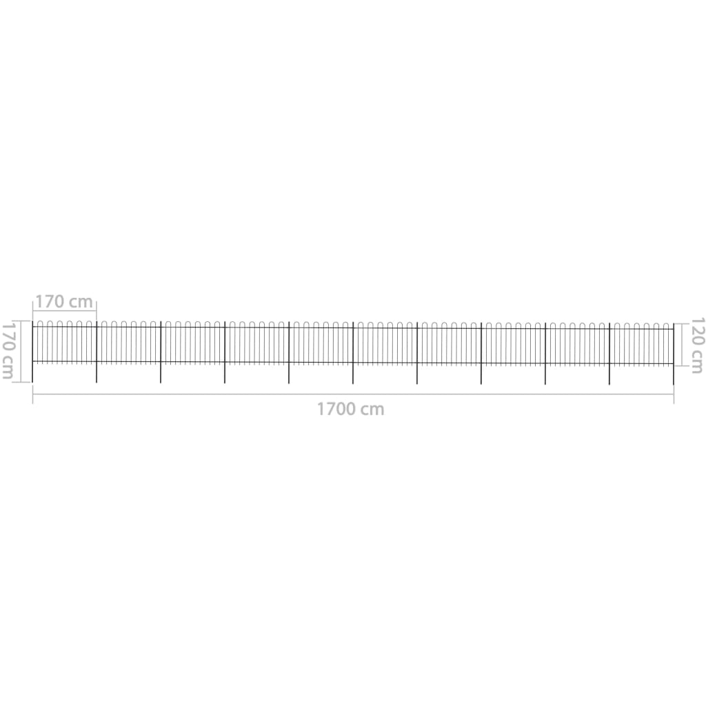 Tuinhek met ronde bovenkant 8,5x1,2 m staal zwart