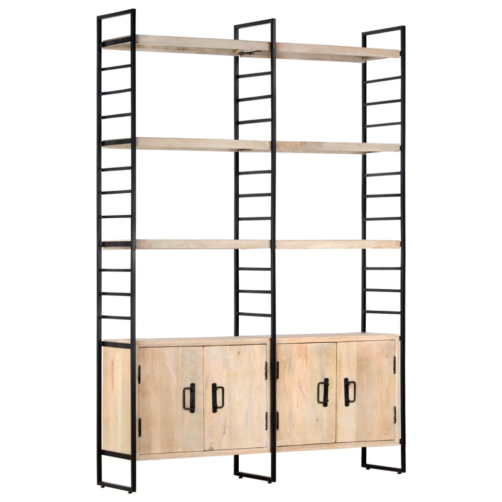 Boekenkast met 4 schappen 124x30x180 cm massief mangohout