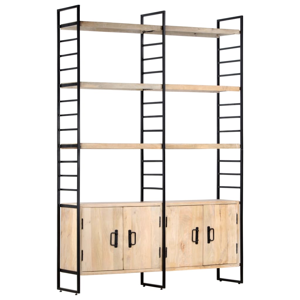 Boekenkast met 4 schappen 124x30x180 cm massief mangohout