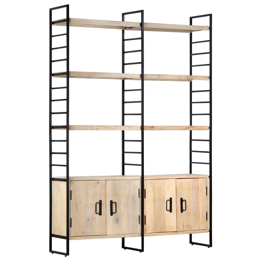 Boekenkast met 4 schappen 124x30x180 cm massief mangohout