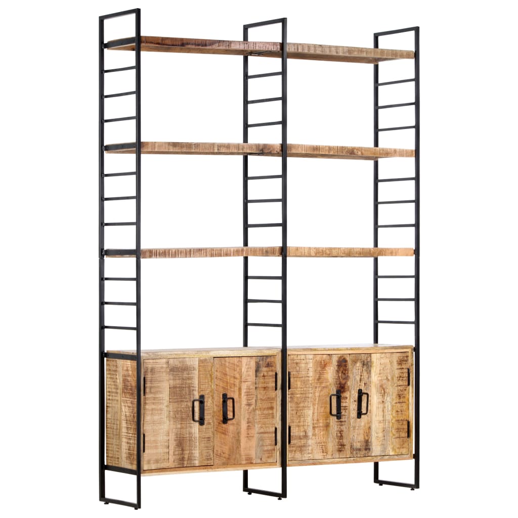 Boekenkast met 4 schappen 124x30x180 cm massief mangohout