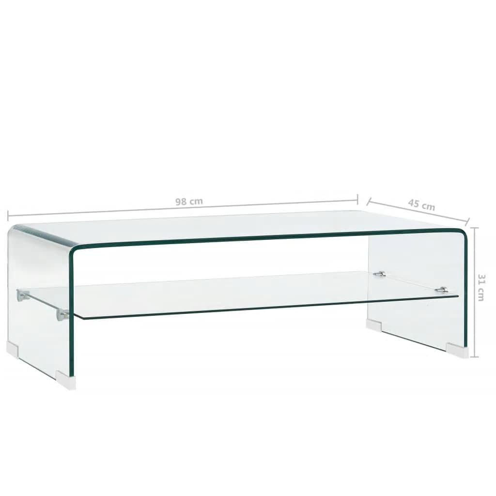 Salontafel 98x45x31 cm gehard glas transparant