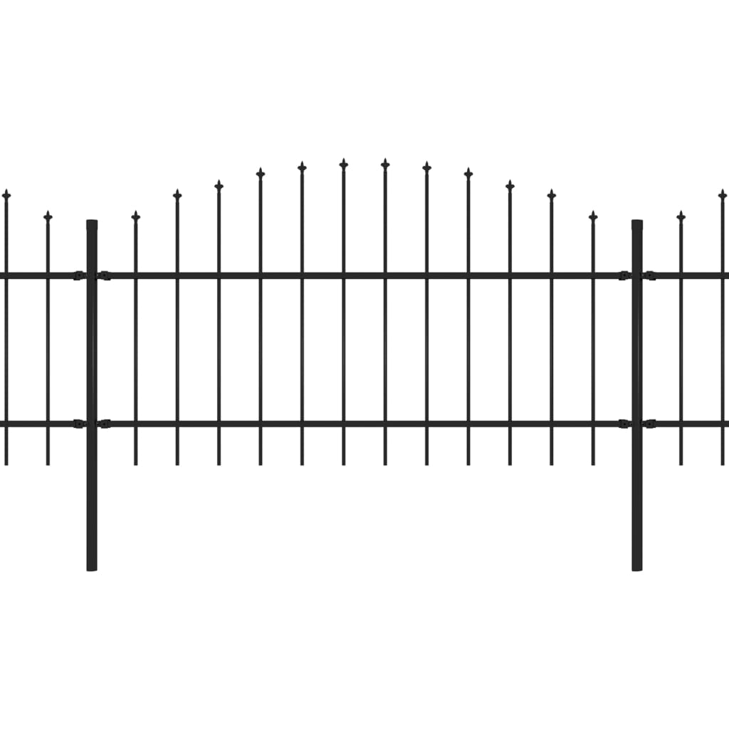 Tuinhek met speren bovenkant (1,5-1,75)x1,7 m staal zwart