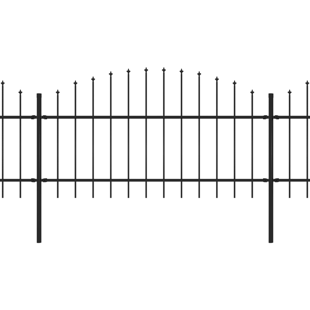 Tuinhek met speren bovenkant (1,5-1,75)x1,7 m staal zwart