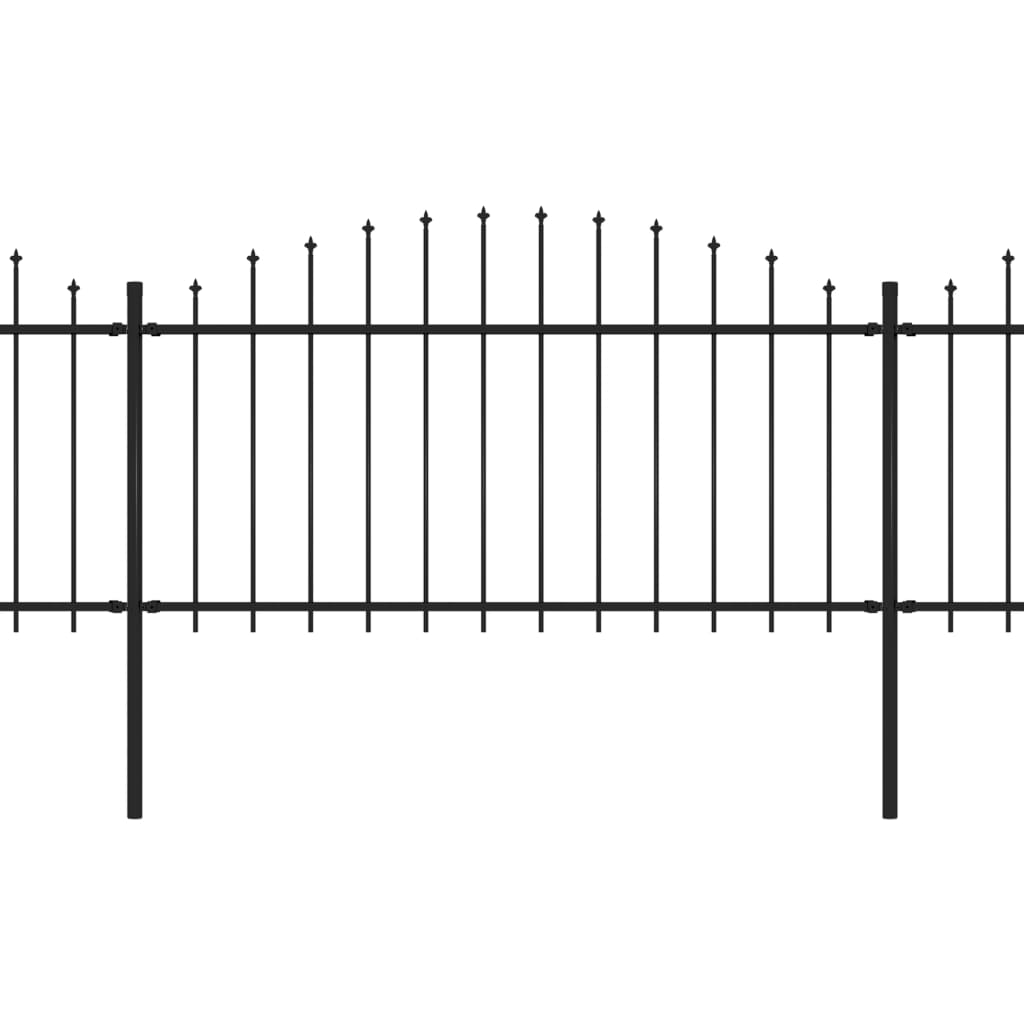 Tuinhek met speren bovenkant (1,5-1,75)x1,7 m staal zwart