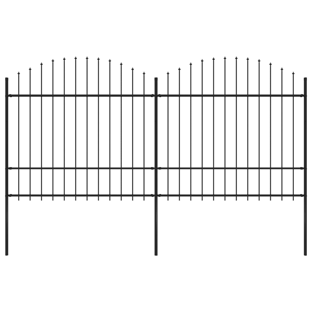 Tuinhek met speren bovenkant (1,5-1,75)x1,7 m staal zwart