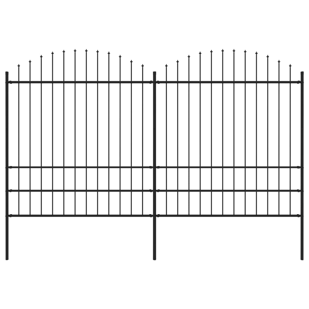 Tuinhek met speren bovenkant (1,5-1,75)x1,7 m staal zwart