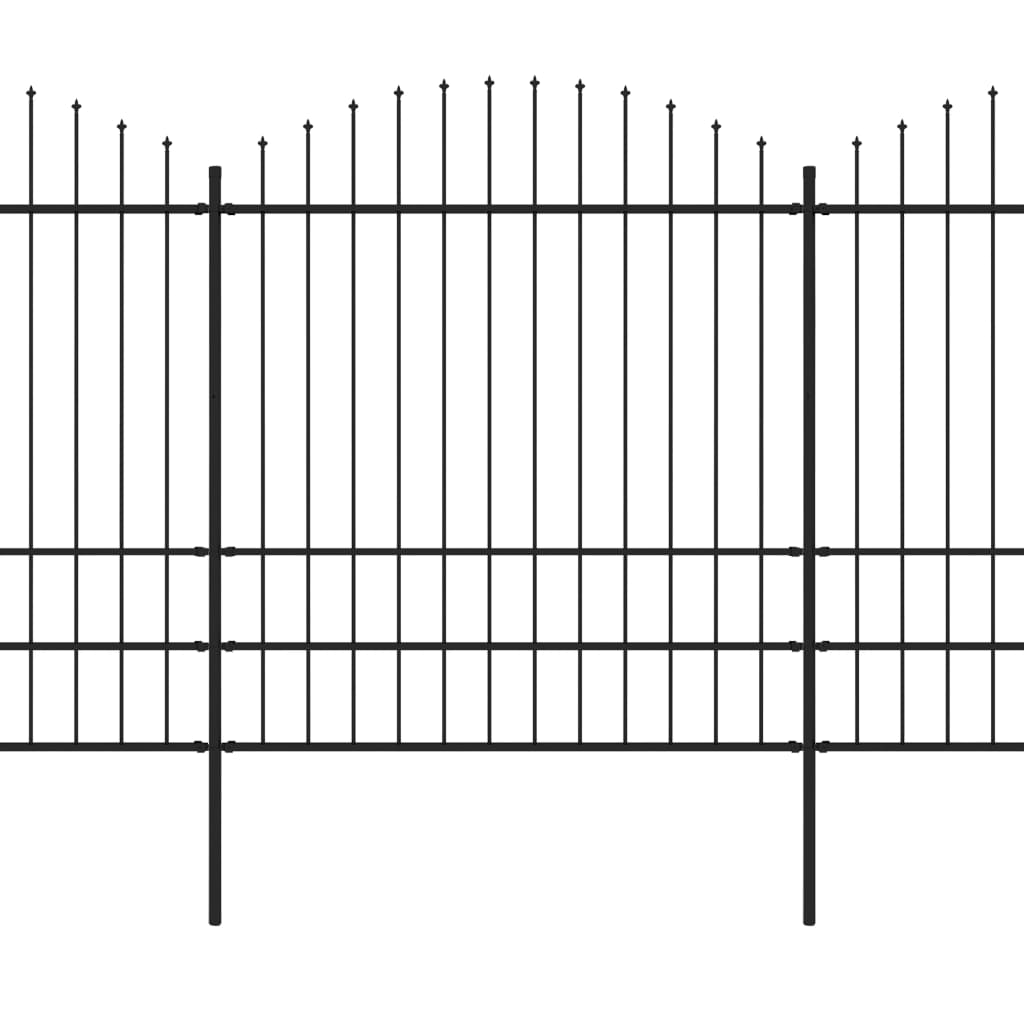 Tuinhek met speren bovenkant (1,5-1,75)x1,7 m staal zwart