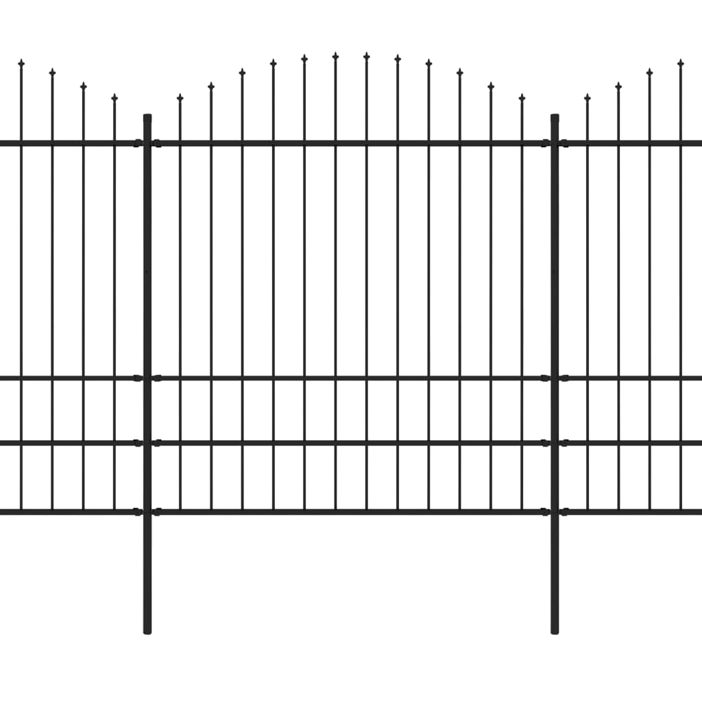 Tuinhek met speren bovenkant (1,5-1,75)x1,7 m staal zwart