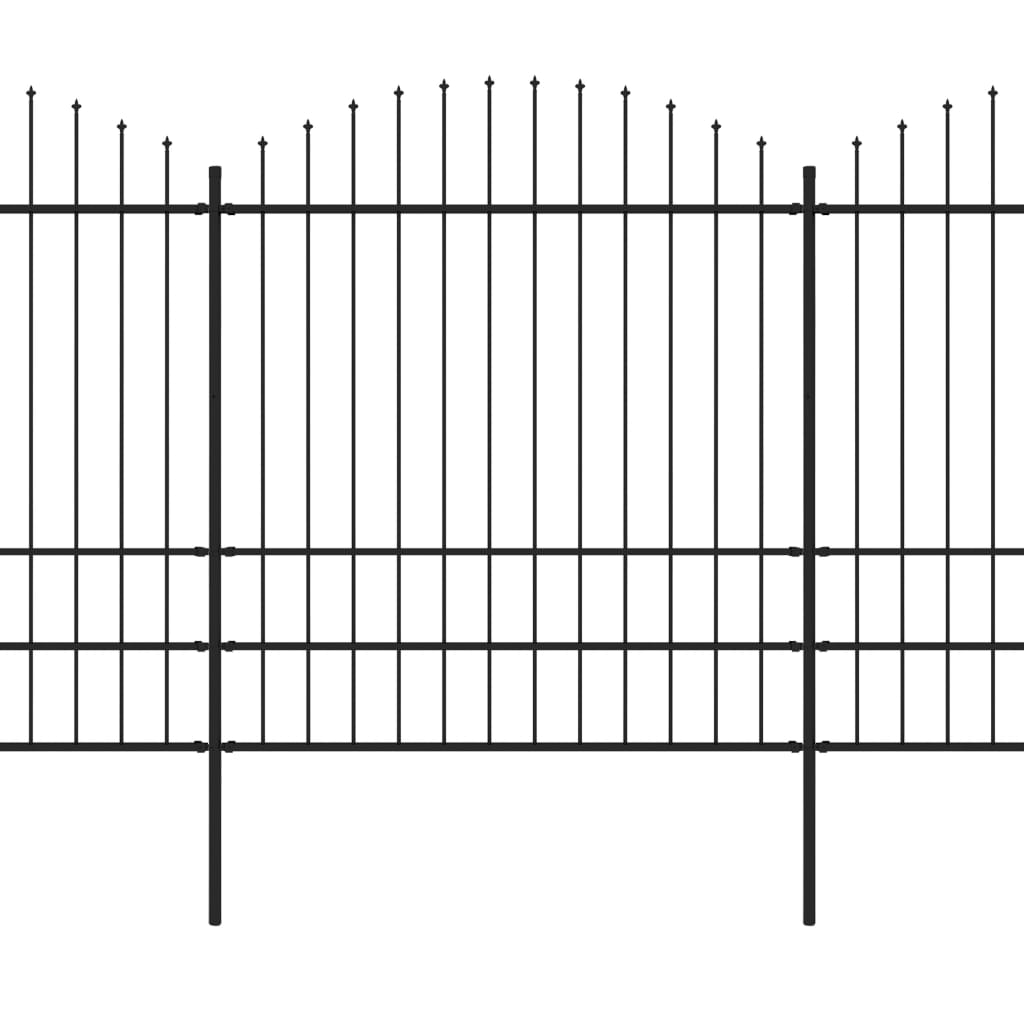 Tuinhek met speren bovenkant (1,5-1,75)x1,7 m staal zwart