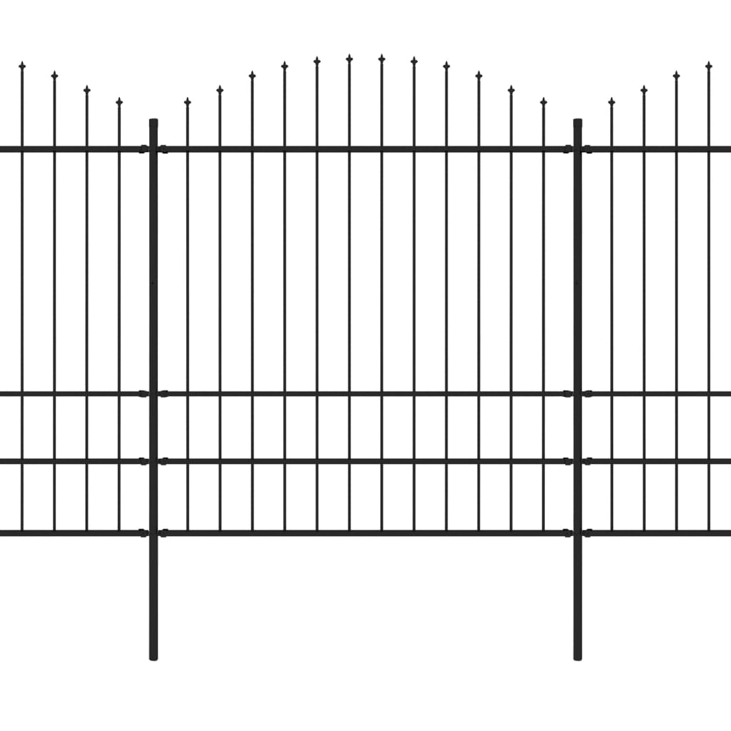 Tuinhek met speren bovenkant (1,5-1,75)x1,7 m staal zwart