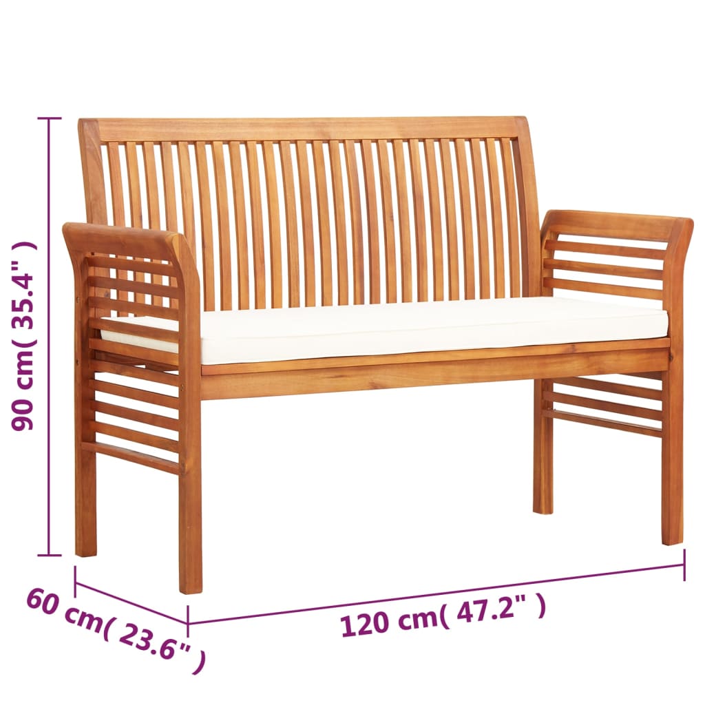 Tuinbank 3-zits met kussen 150 cm massief acaciahout