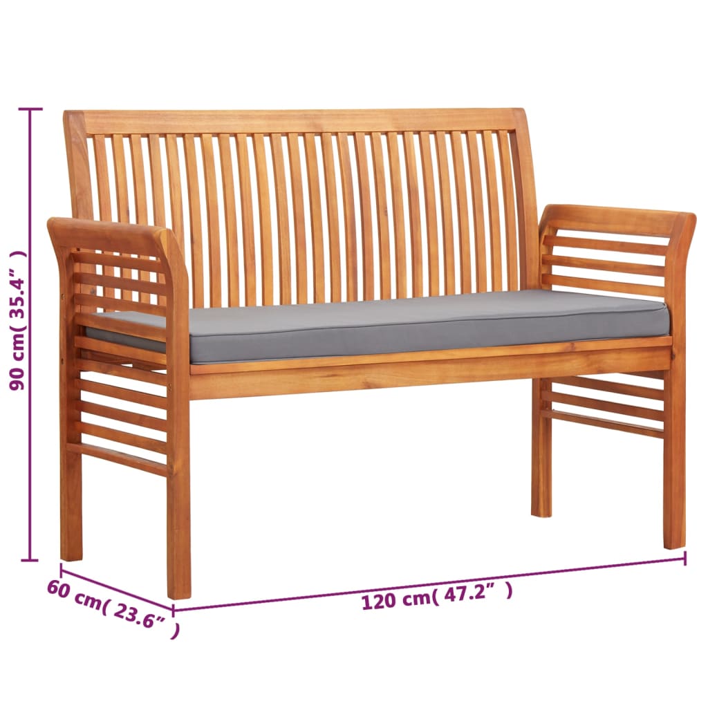 Tuinbank 3-zits met kussen 150 cm massief acaciahout