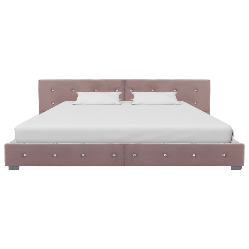 Bed met traagschuim matras fluweel roze 180x200 cm