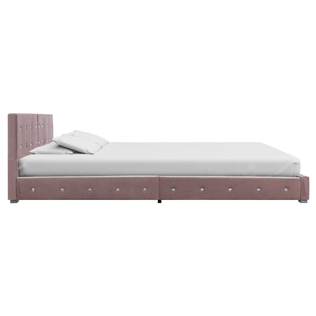 Bed met traagschuim matras fluweel roze 180x200 cm